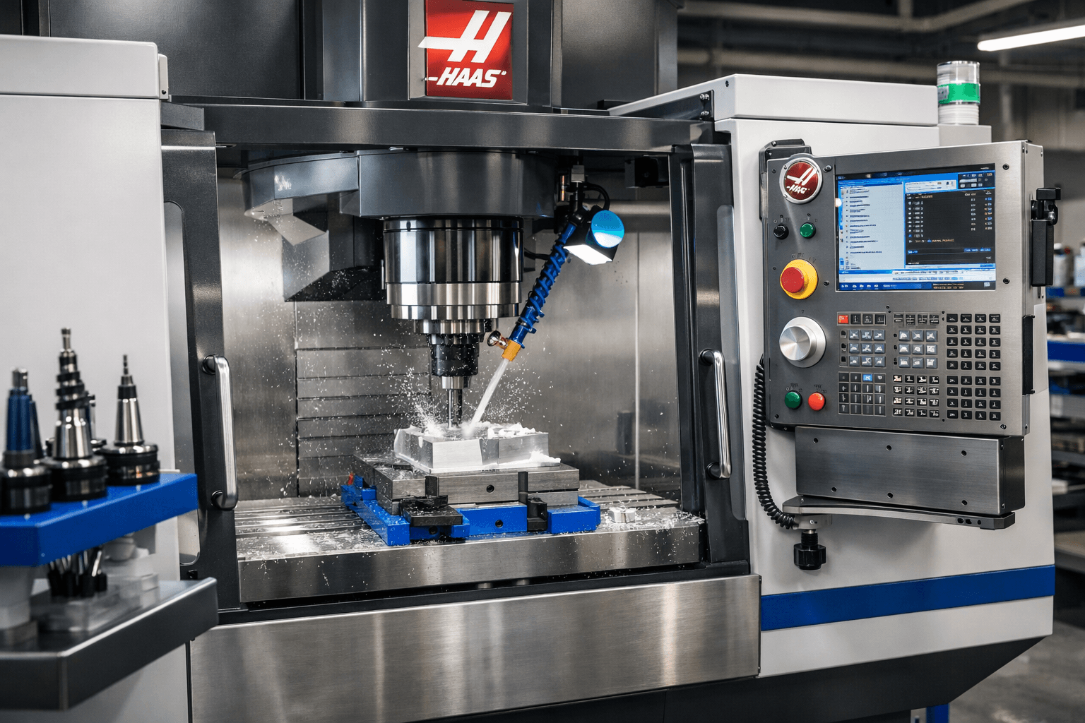 CNC machining center in production facility